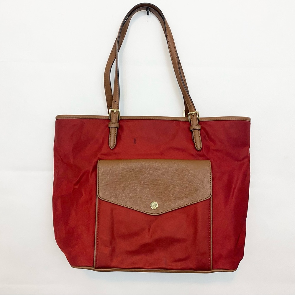 Michael Kors Jet Set Burgundy Red Nylon & Leather Tote